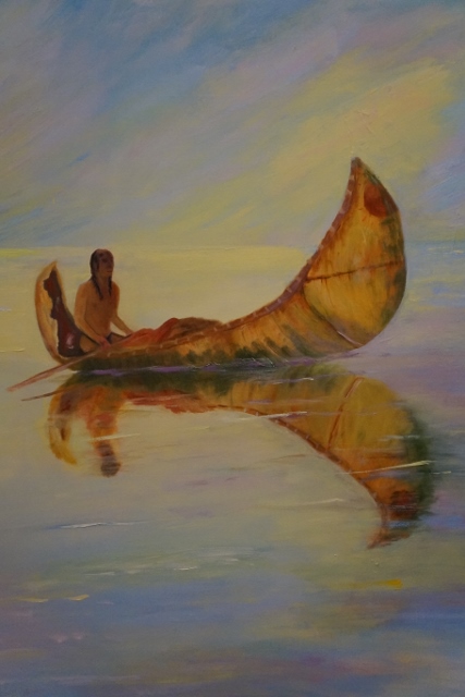Native American in a canoe